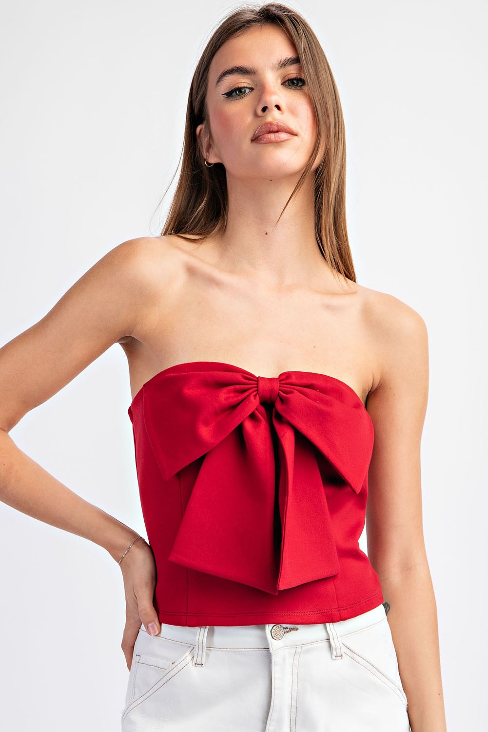 Crimson Bow Tube Top