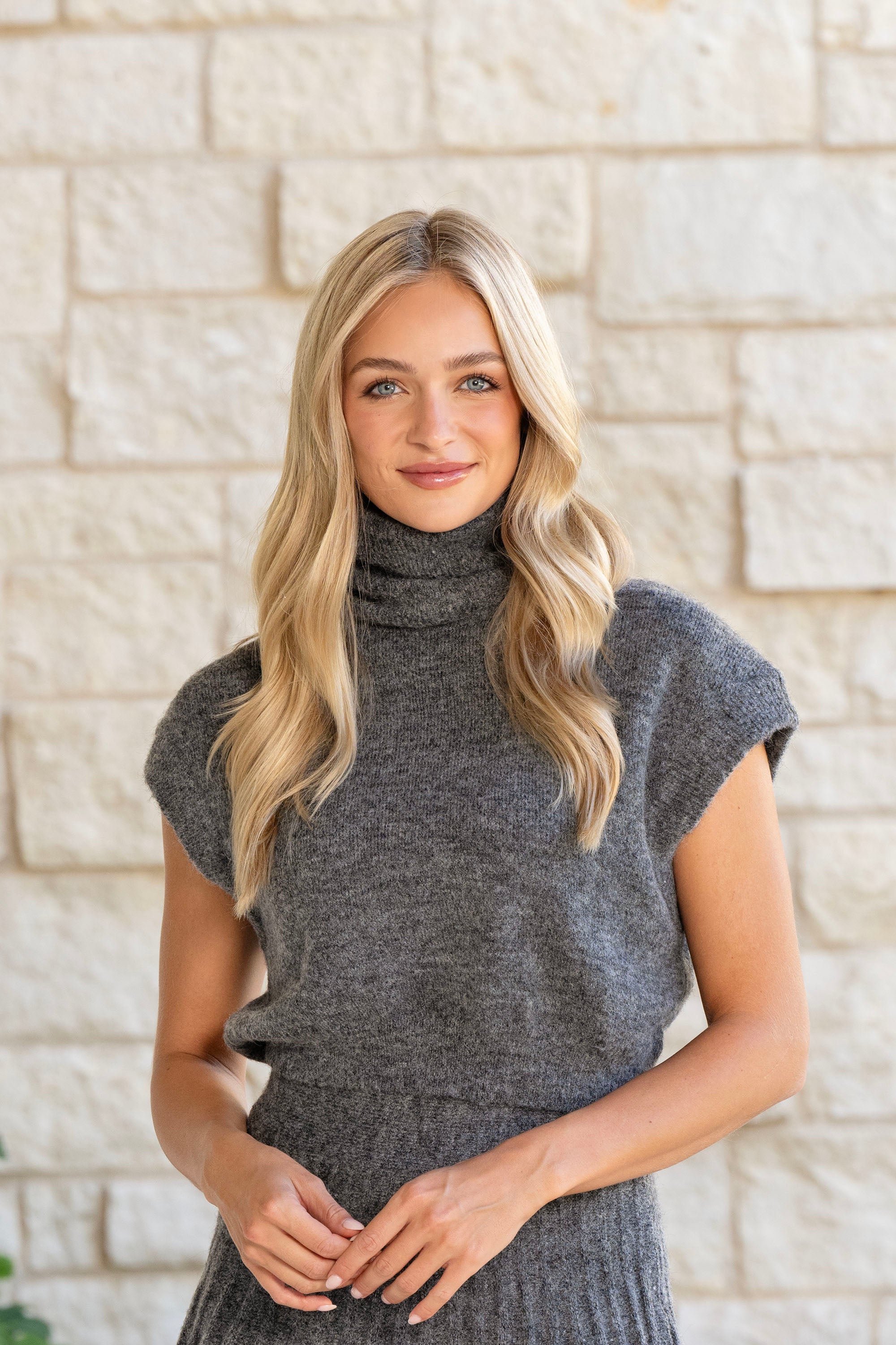 Grey Turtle Neck Crop Top