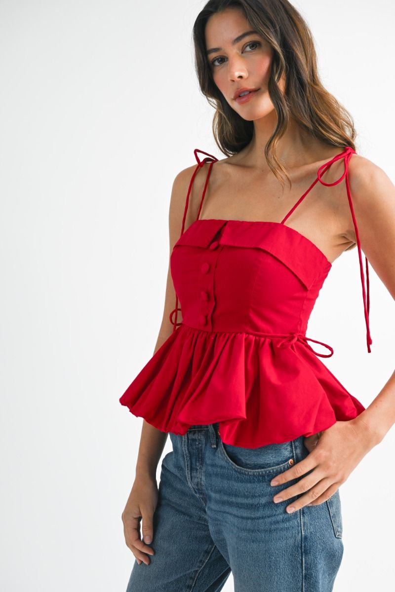 Red Poplin Top