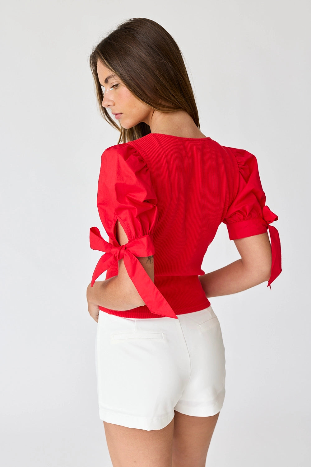 Red Puff Sleeve/Tie