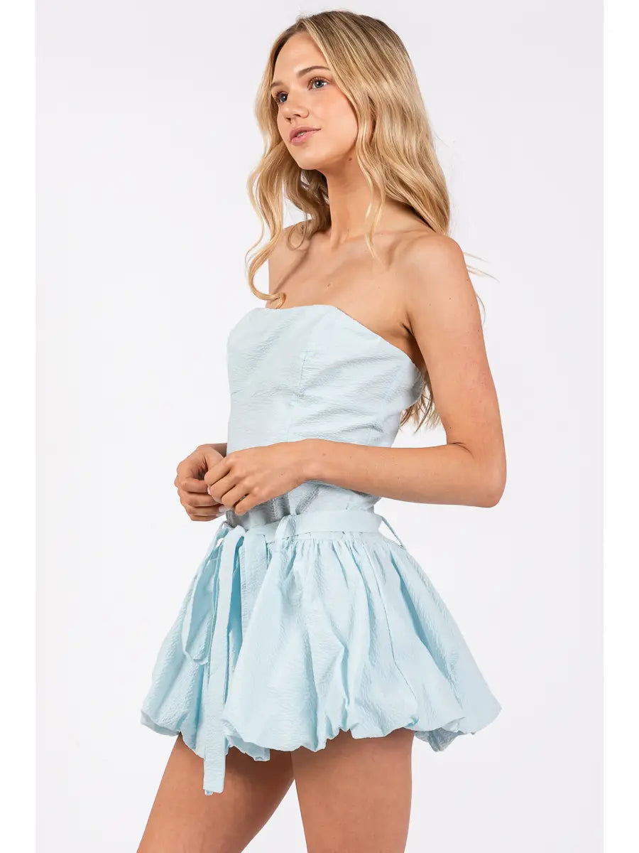 Baby Blue Seersucker Romper