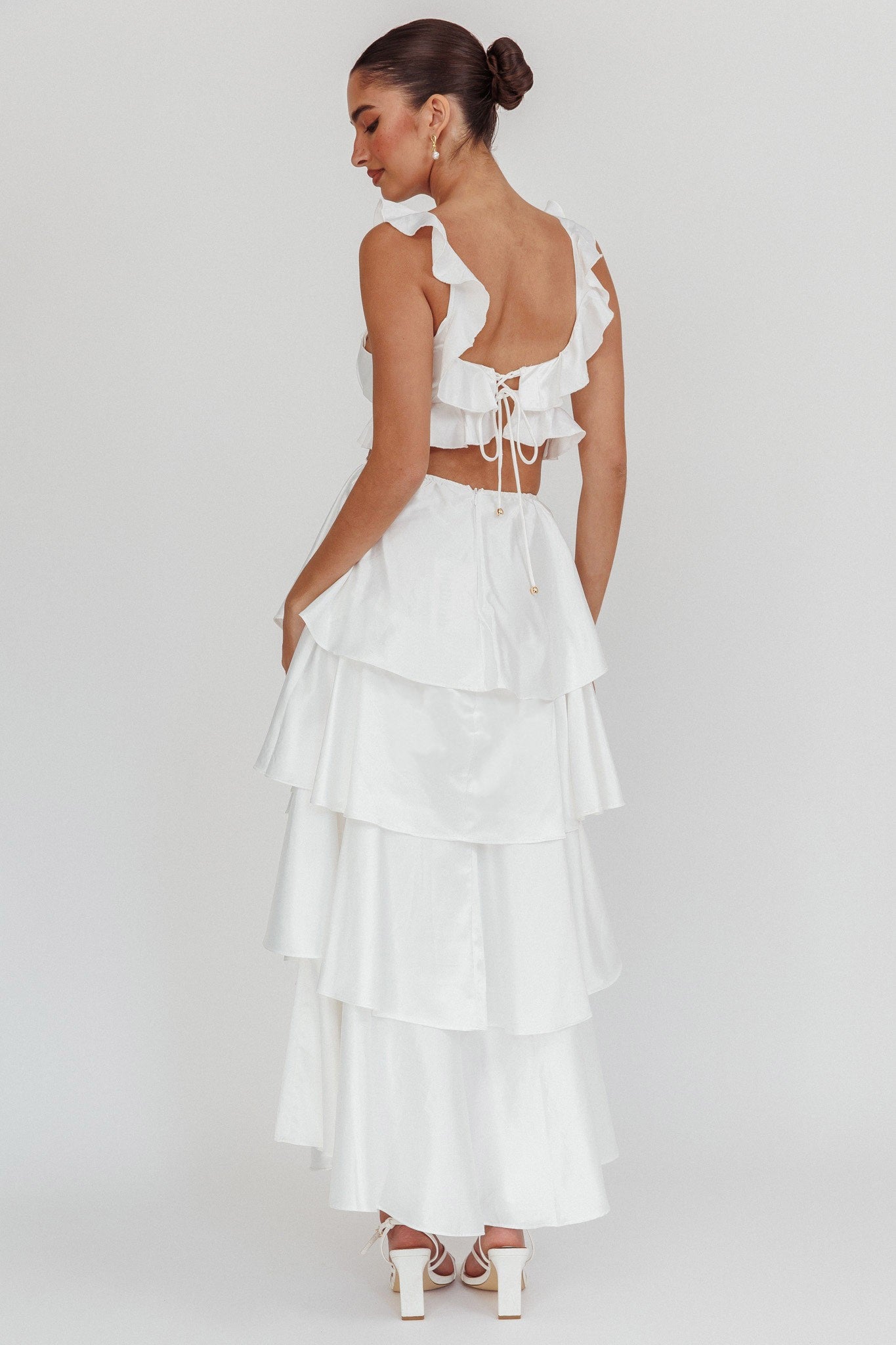 White Ruffle Maxi Dress